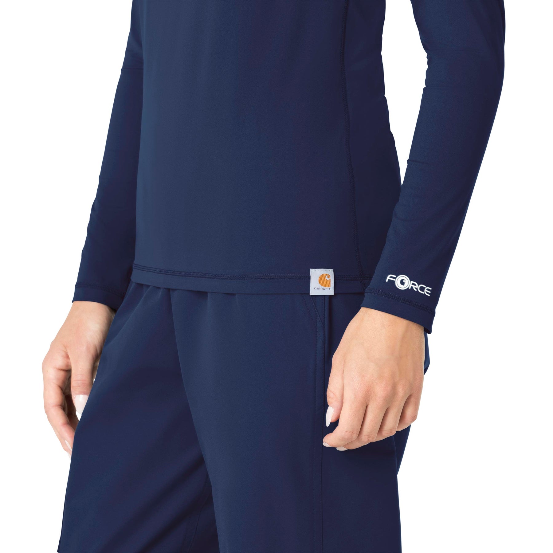 Force Sub-Scrubs Women's Performance Long Sleeve Tee Navy side detail 1