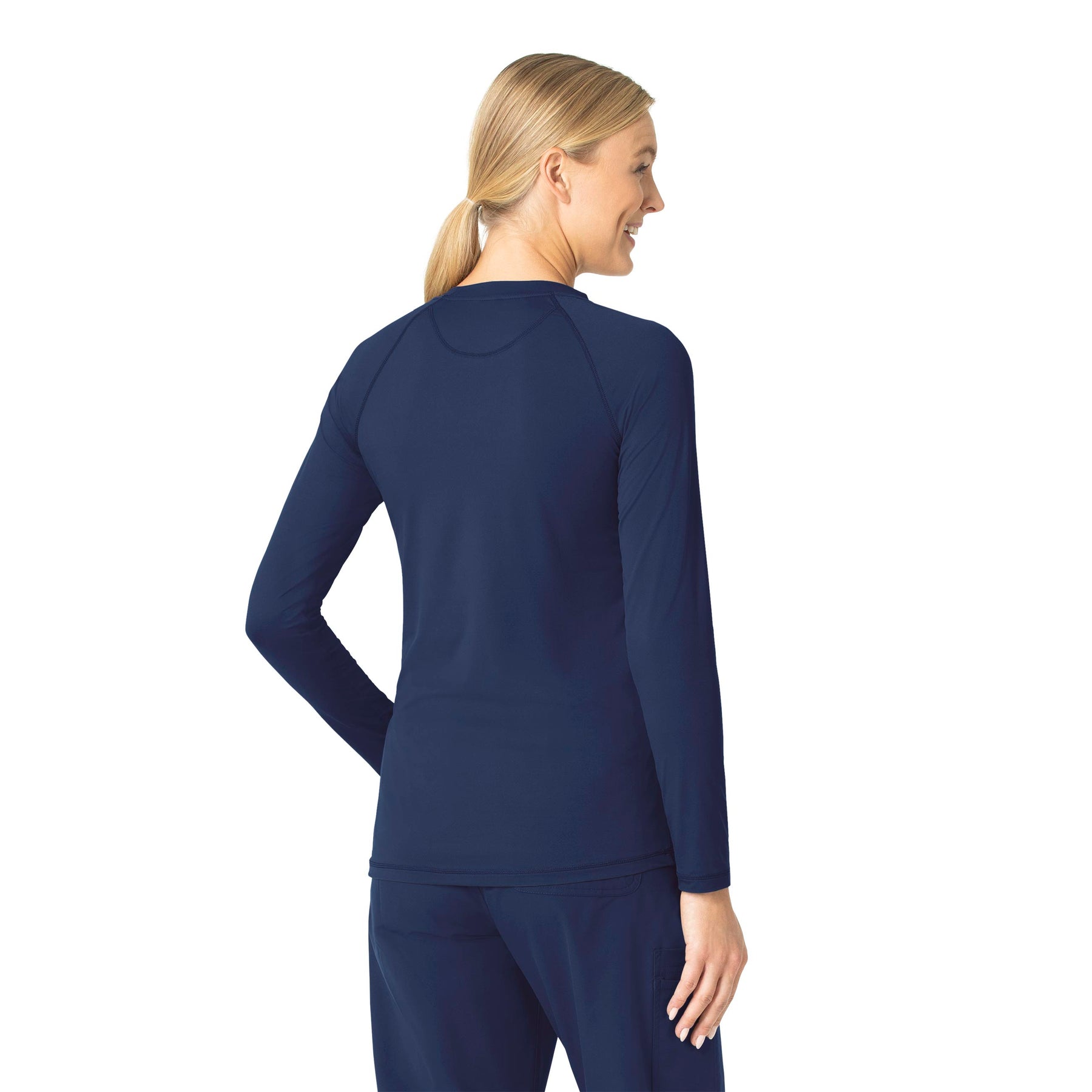 Force Sub-Scrubs Women's Performance Long Sleeve Tee Navy back view