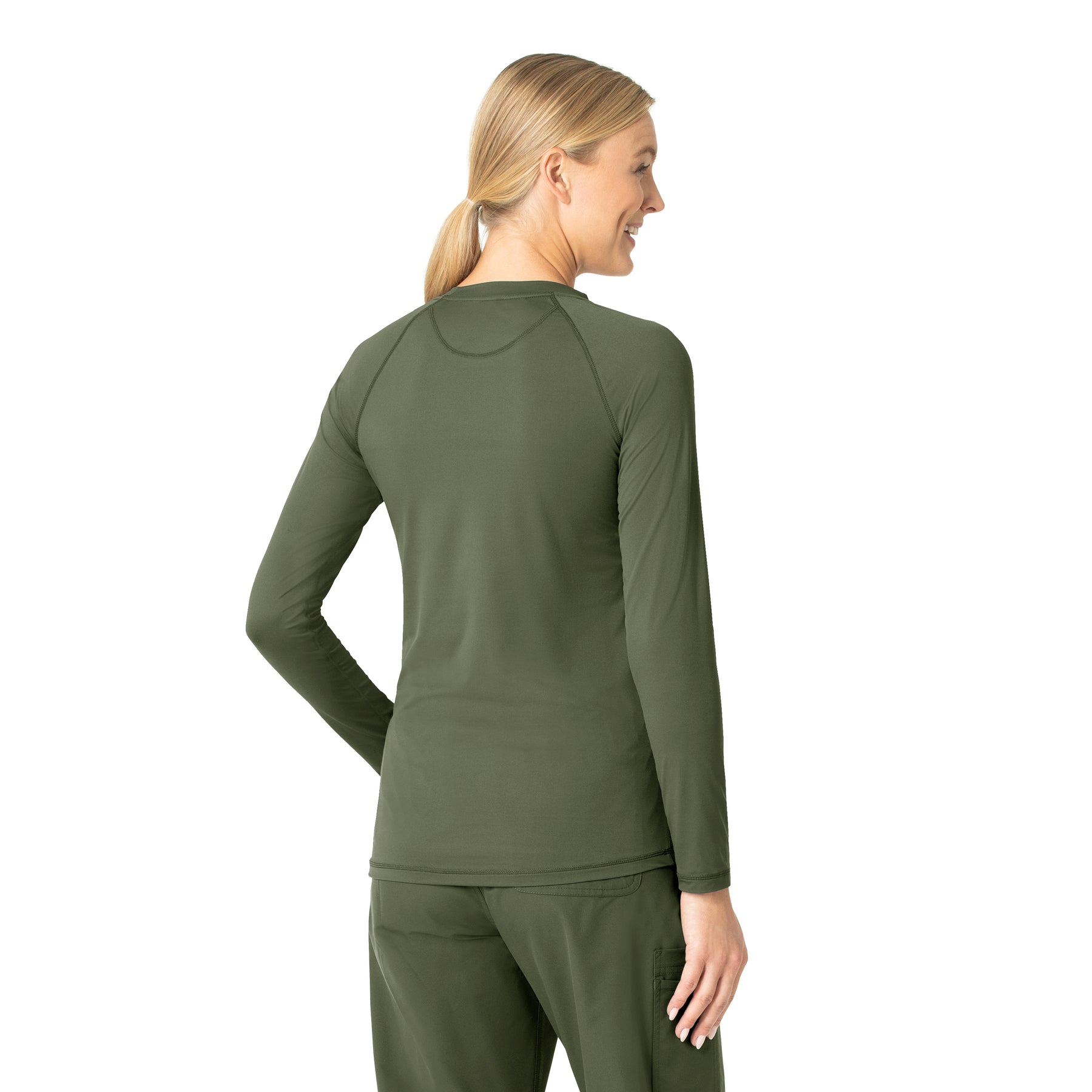 Layers Women's Performance Long Sleeve Tee Olive back view