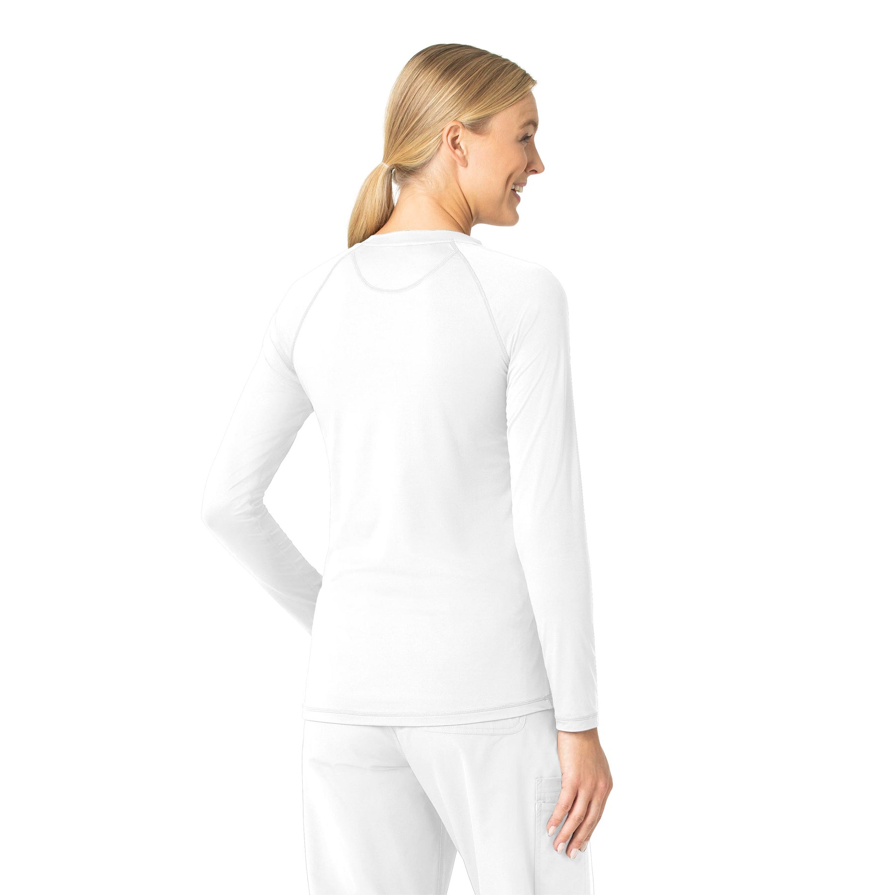 Force Sub-Scrubs Women's Performance Long Sleeve Tee White back view