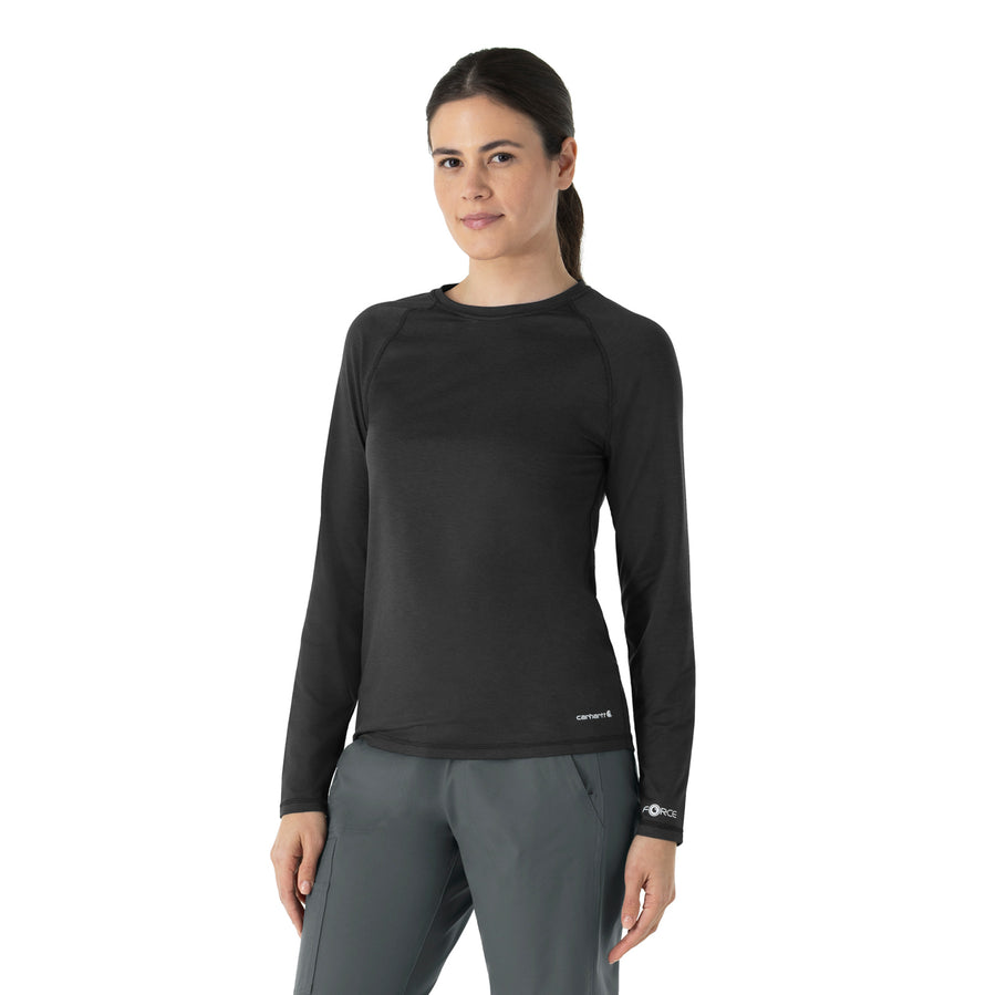 Layers Women's Performance Long Sleeve Tee Black Heather side view
