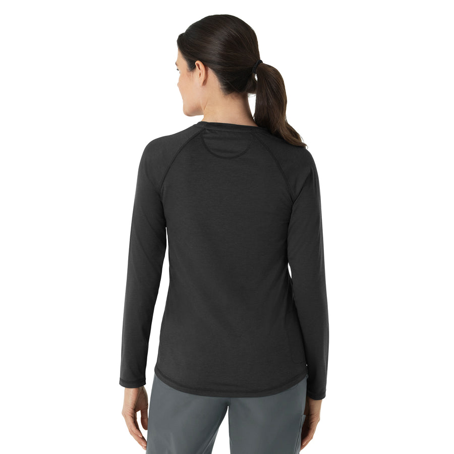 Layers Women's Performance Long Sleeve Tee Black Heather back view