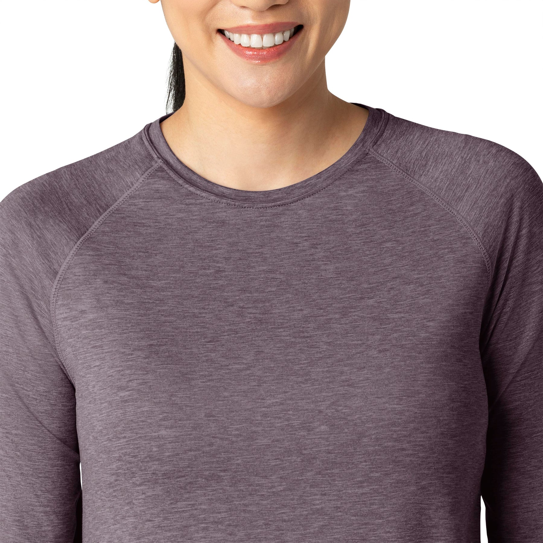 Force Sub-Scrubs Women's Performance Long Sleeve Tee Black Plum Heather side detail 2