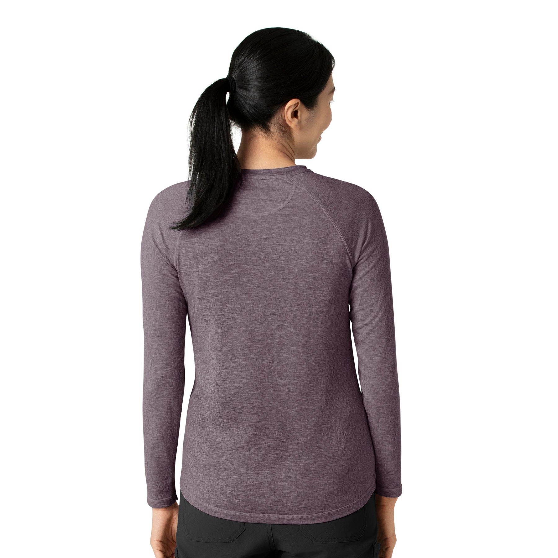 Force Sub-Scrubs Women's Performance Long Sleeve Tee Black Plum Heather back view