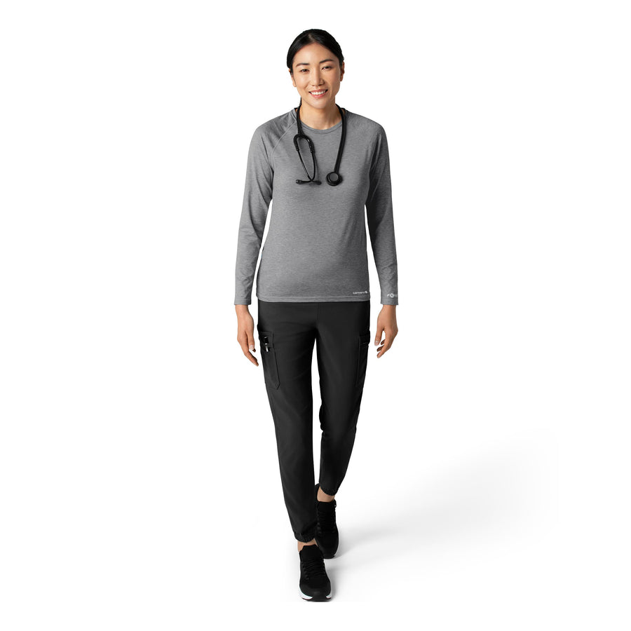 Force Sub-Scrubs Women's Performance Long Sleeve Tee Grey Heather full scrub set