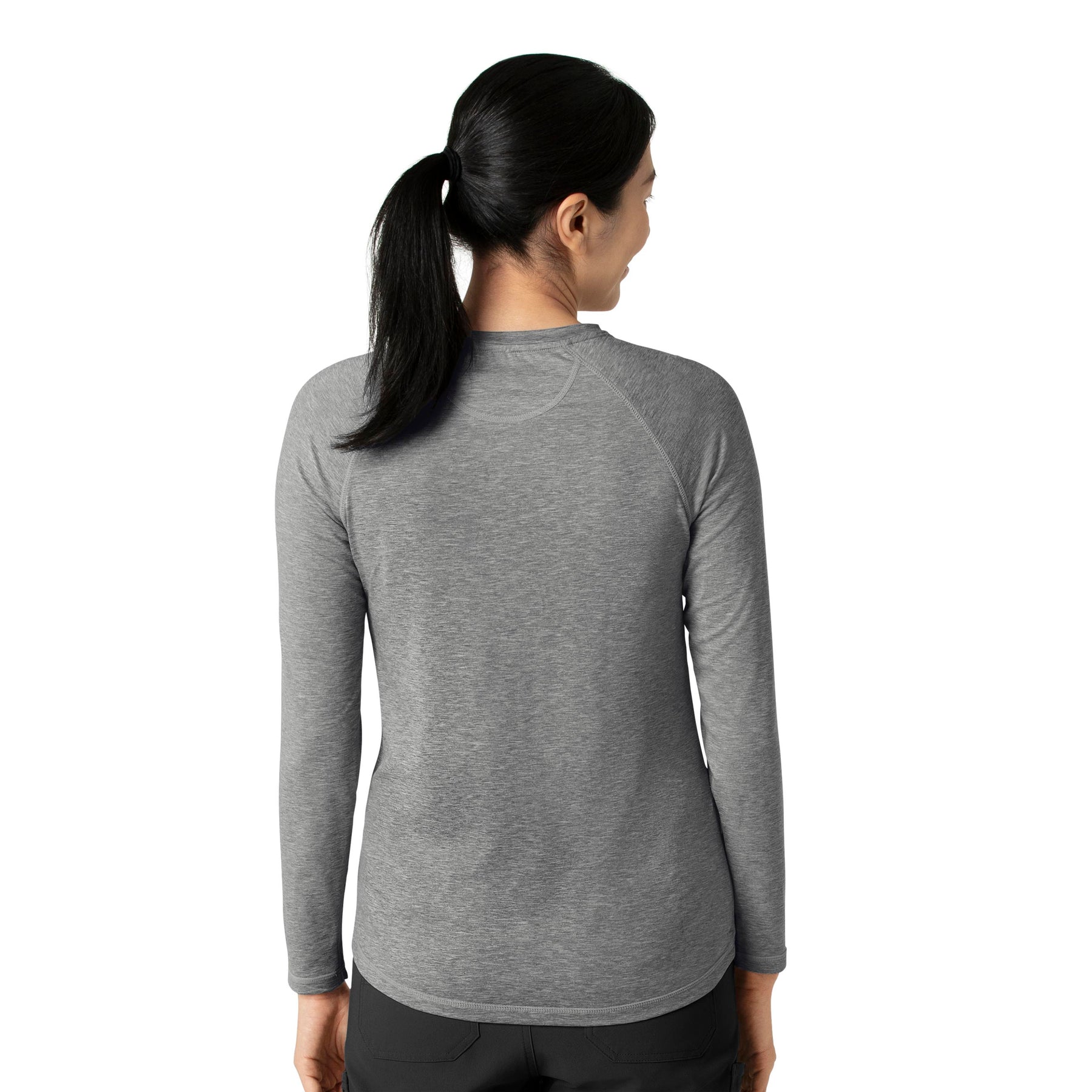Force Sub-Scrubs Women's Performance Long Sleeve Tee Grey Heather back view