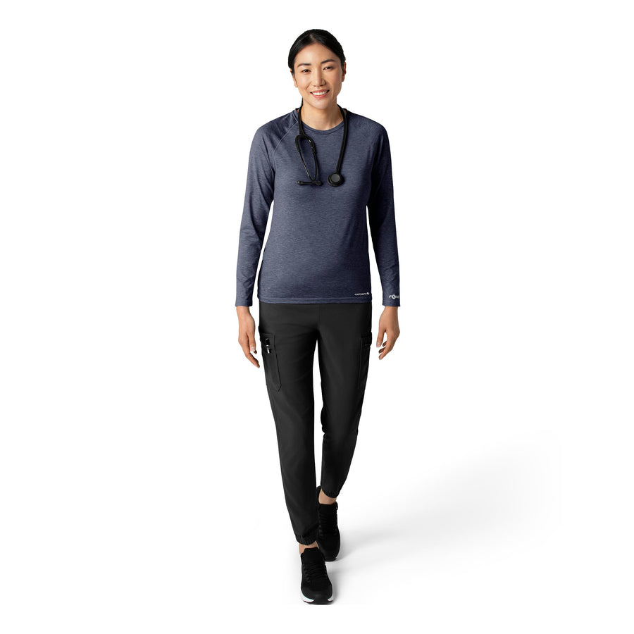 Force Sub-Scrubs Women's Performance Long Sleeve Tee Navy Heather full scrub set