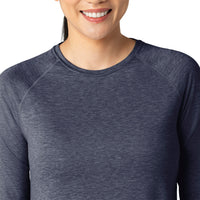 Force Sub-Scrubs Women's Performance Long Sleeve Tee Navy Heather side detail 2