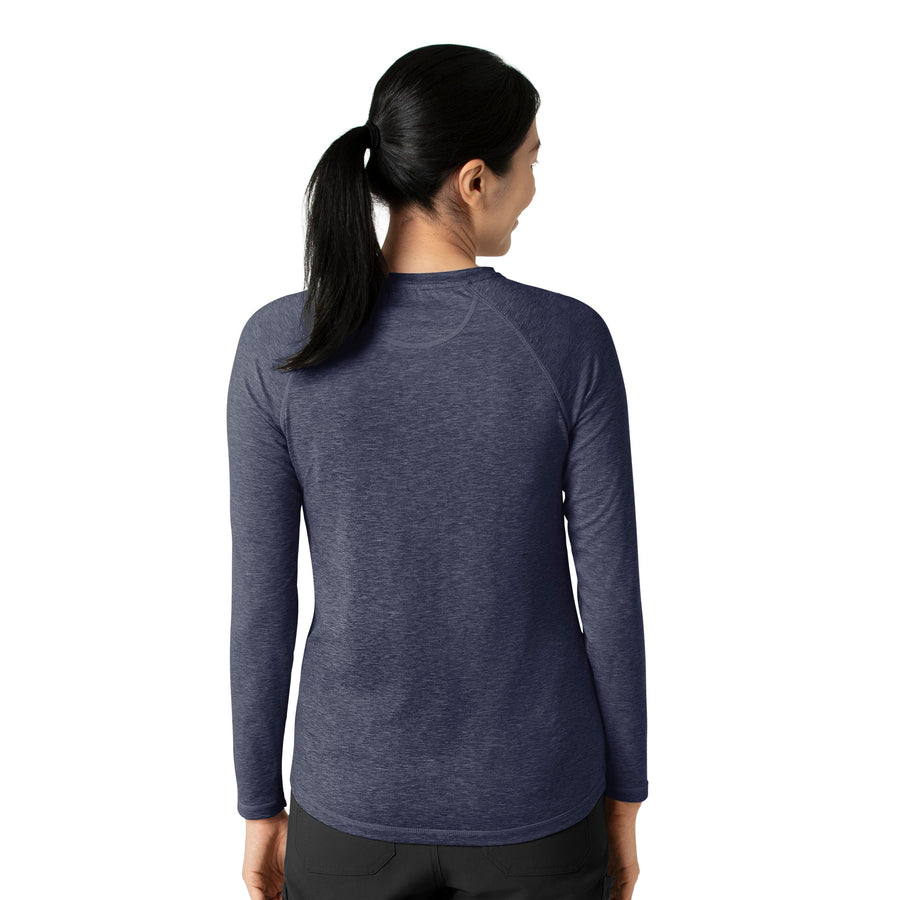 Force Sub-Scrubs Women's Performance Long Sleeve Tee Navy Heather back view
