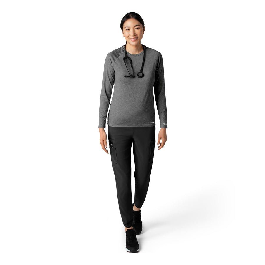 Force Sub-Scrubs Women's Performance Long Sleeve Tee Pewter Heather full scrub set