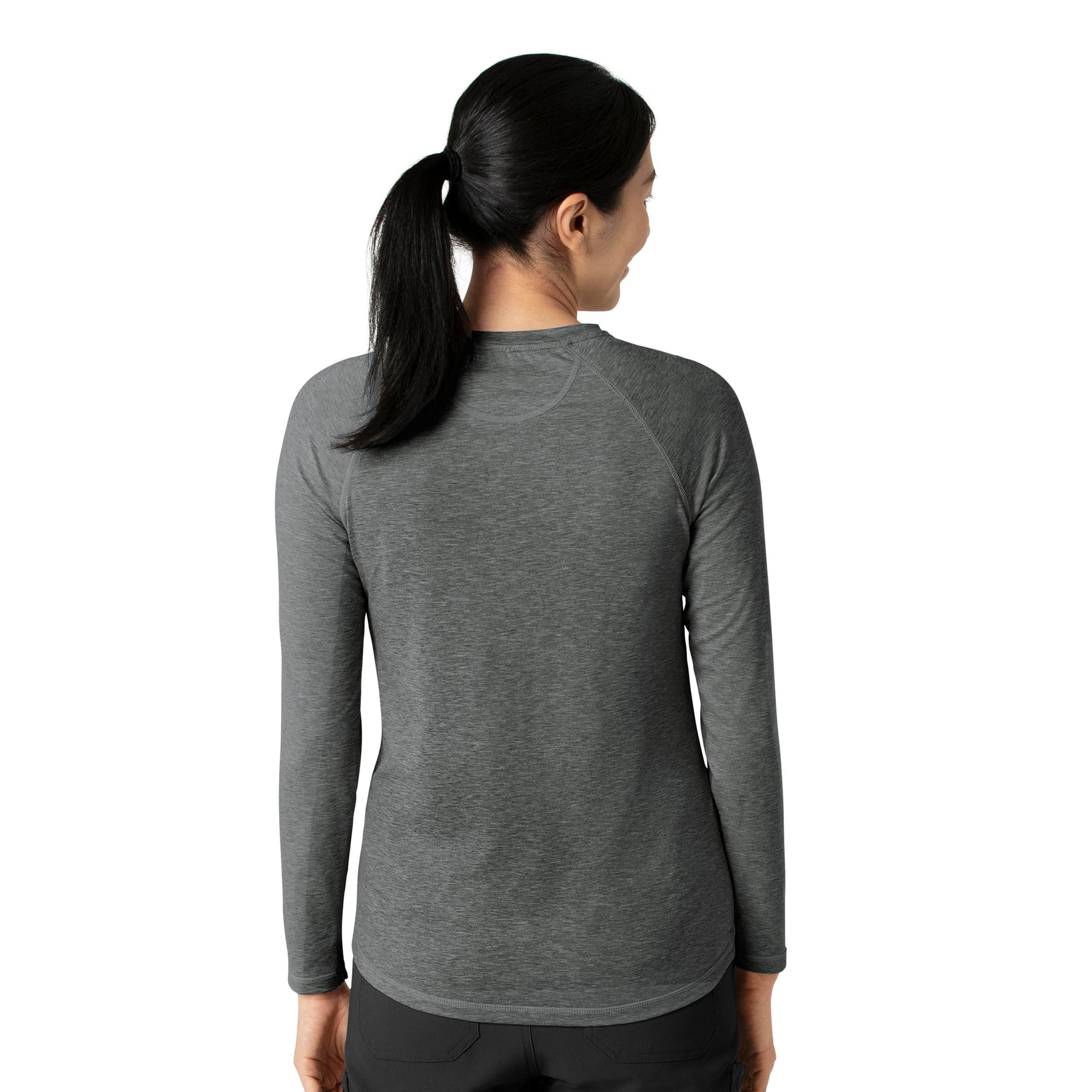 Force Sub-Scrubs Women's Performance Long Sleeve Tee Pewter Heather back view