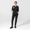 Layers Women's Crew Neck Fleece Scrub Sweatshirt Black full scrub set