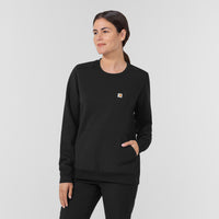 Layers Women's Crew Neck Fleece Scrub Sweatshirt Black side view