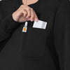 Layers Women's Crew Neck Fleece Scrub Sweatshirt Black side detail 2