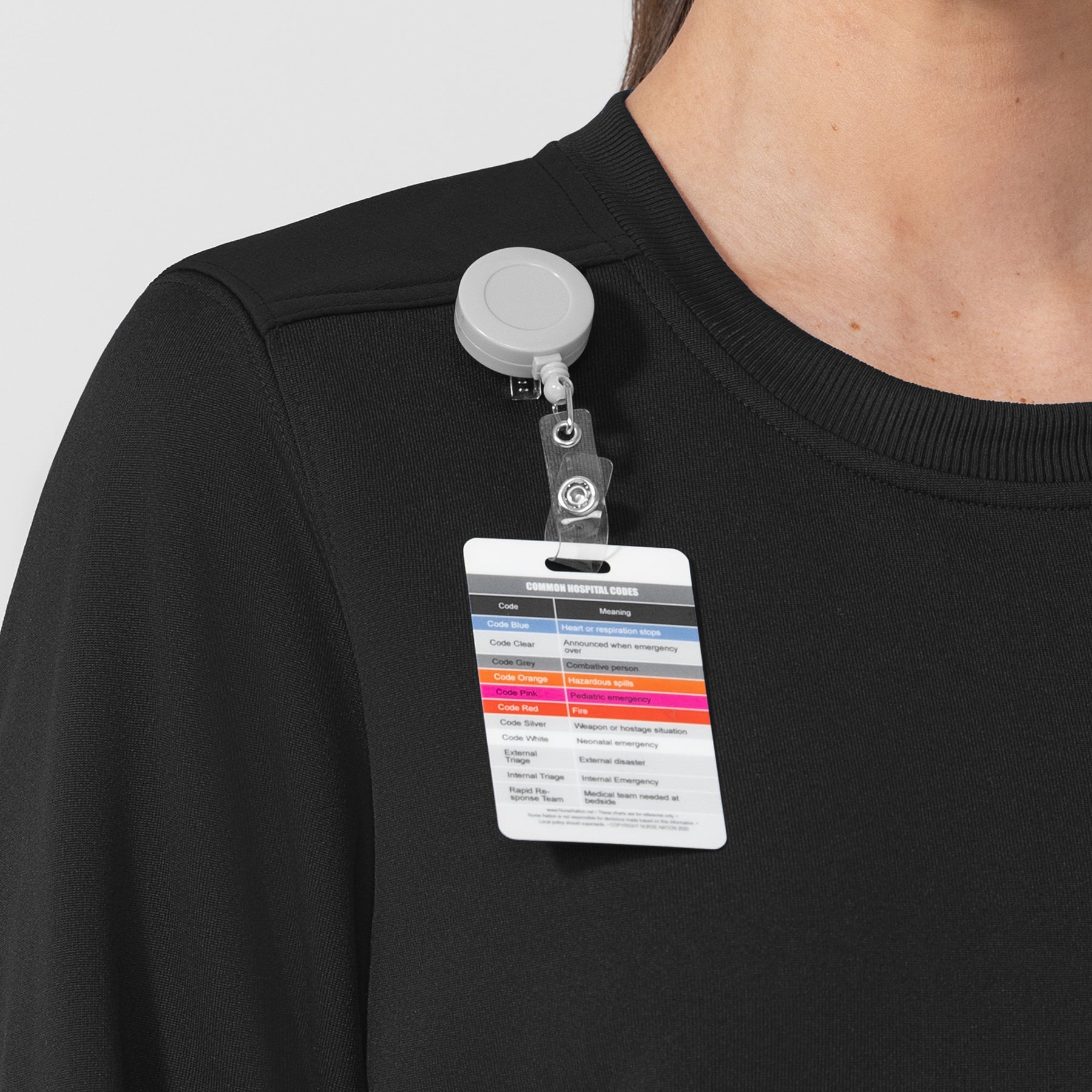 Layers Women's Crew Neck Fleece Scrub Sweatshirt Black hemline detail