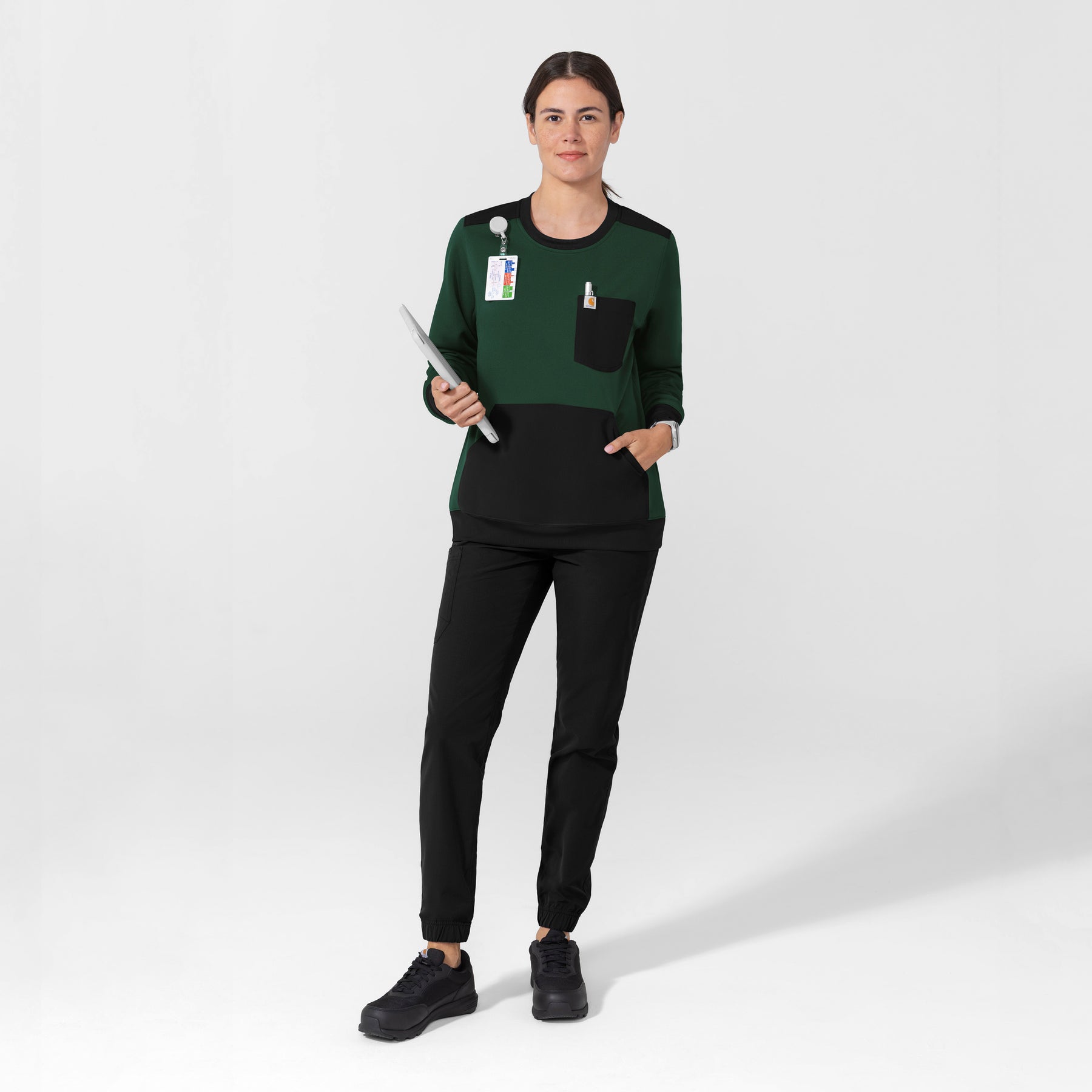 Carhartt Women's Crew Neck Fleece Scrub Sweatshirt - Douglas Fir Scrub Set
