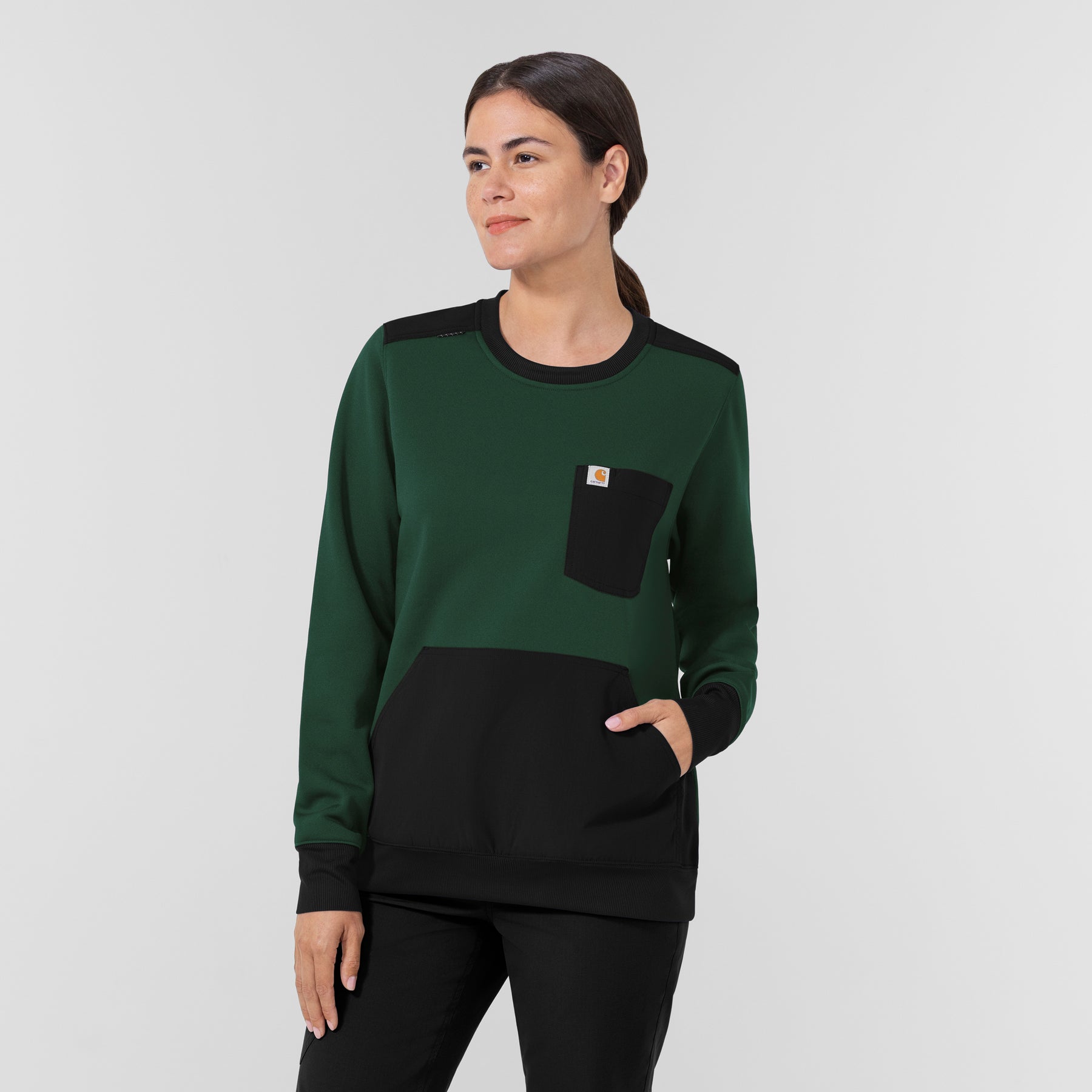 Carhartt Women's Crew Neck Fleece Scrub Sweatshirt - Douglas Fir