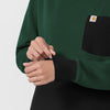 Carhartt Women's Crew Neck Fleece Scrub Sweatshirt - Douglas Fir Sleeve Cuff