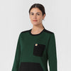 Carhartt Women's Crew Neck Fleece Scrub Sweatshirt - Douglas Fir Neckline