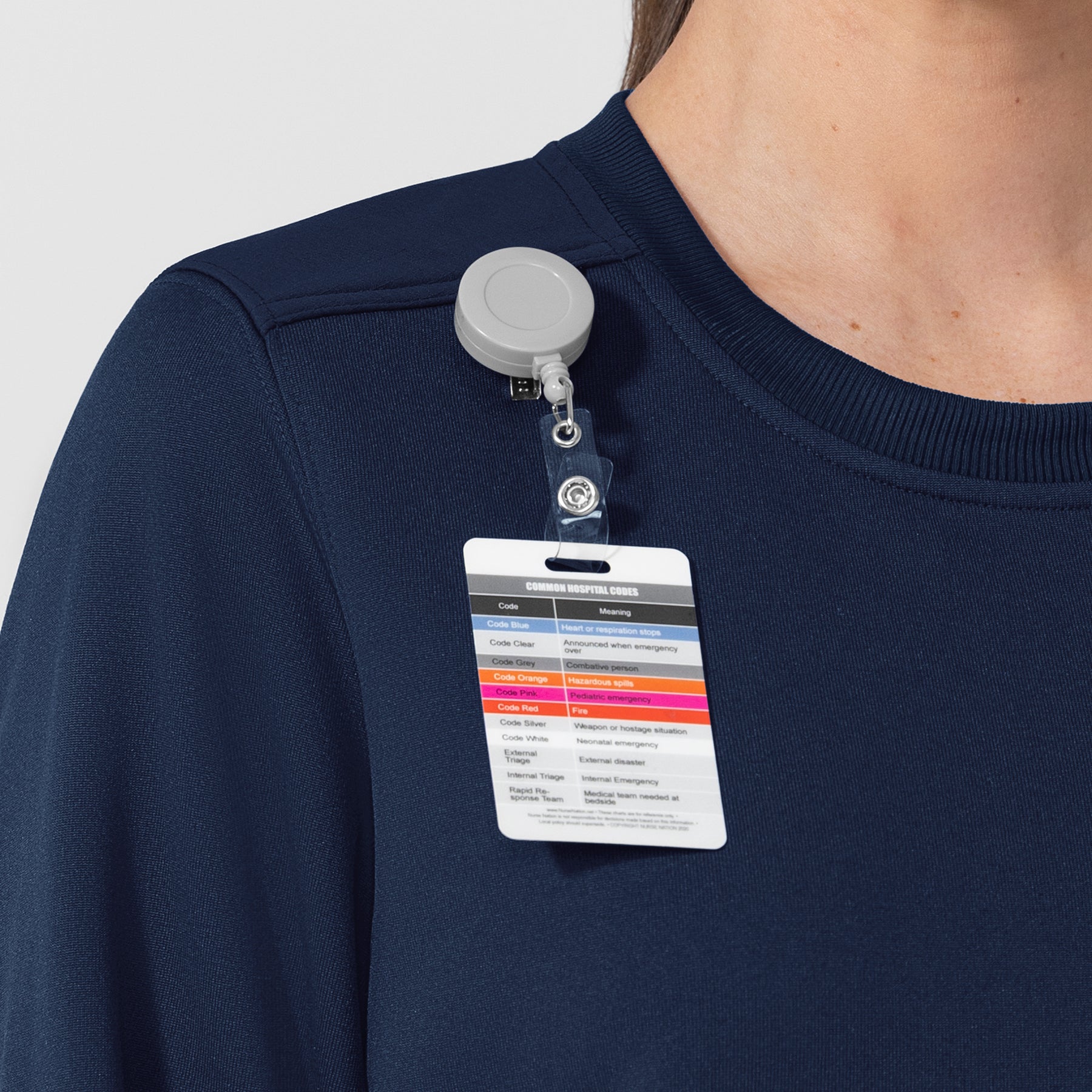 Carhartt Women's Crew Neck Fleece Scrub Sweatshirt - Navy Badge Loop