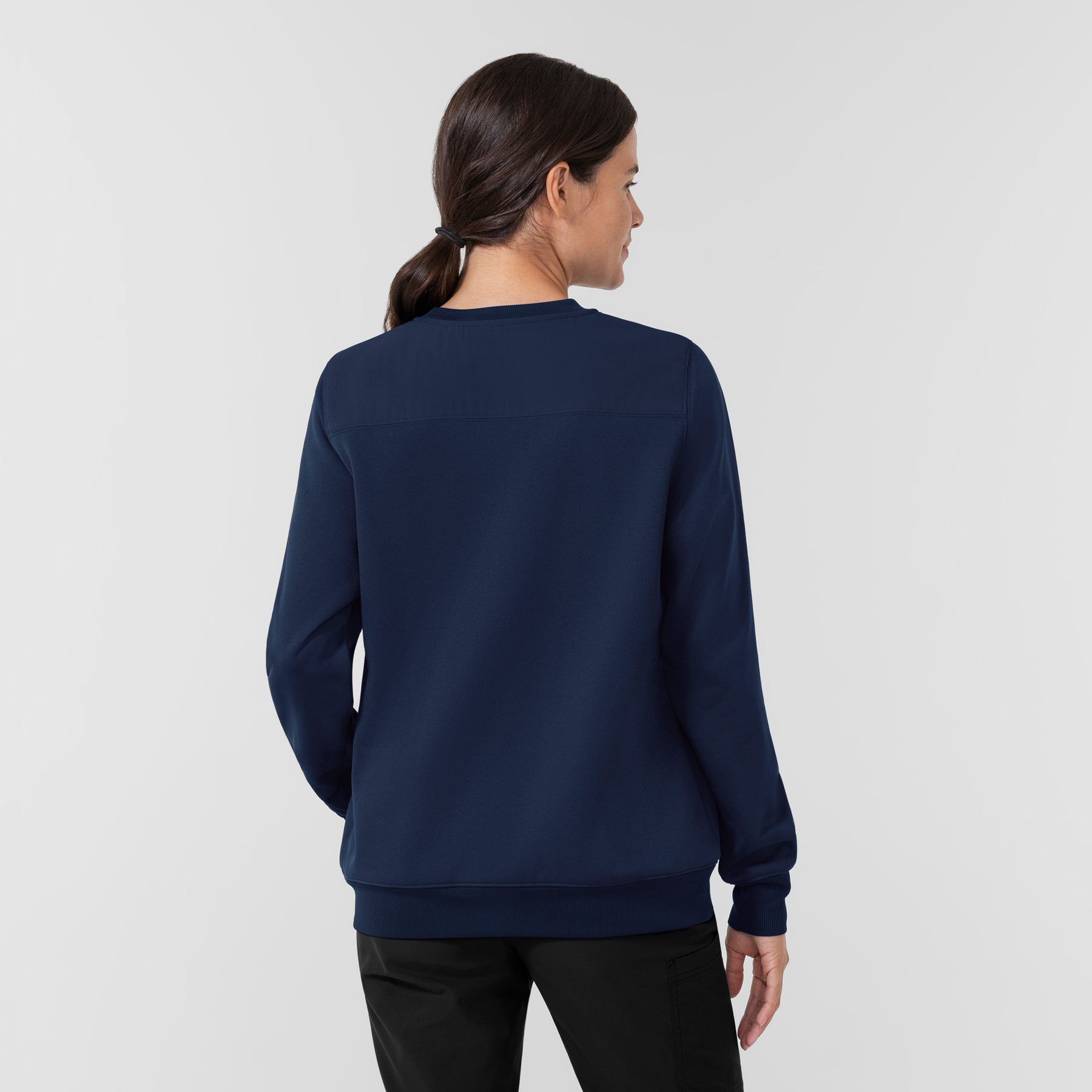 Carhartt Women's Crew Neck Fleece Scrub Sweatshirt - Navy Back