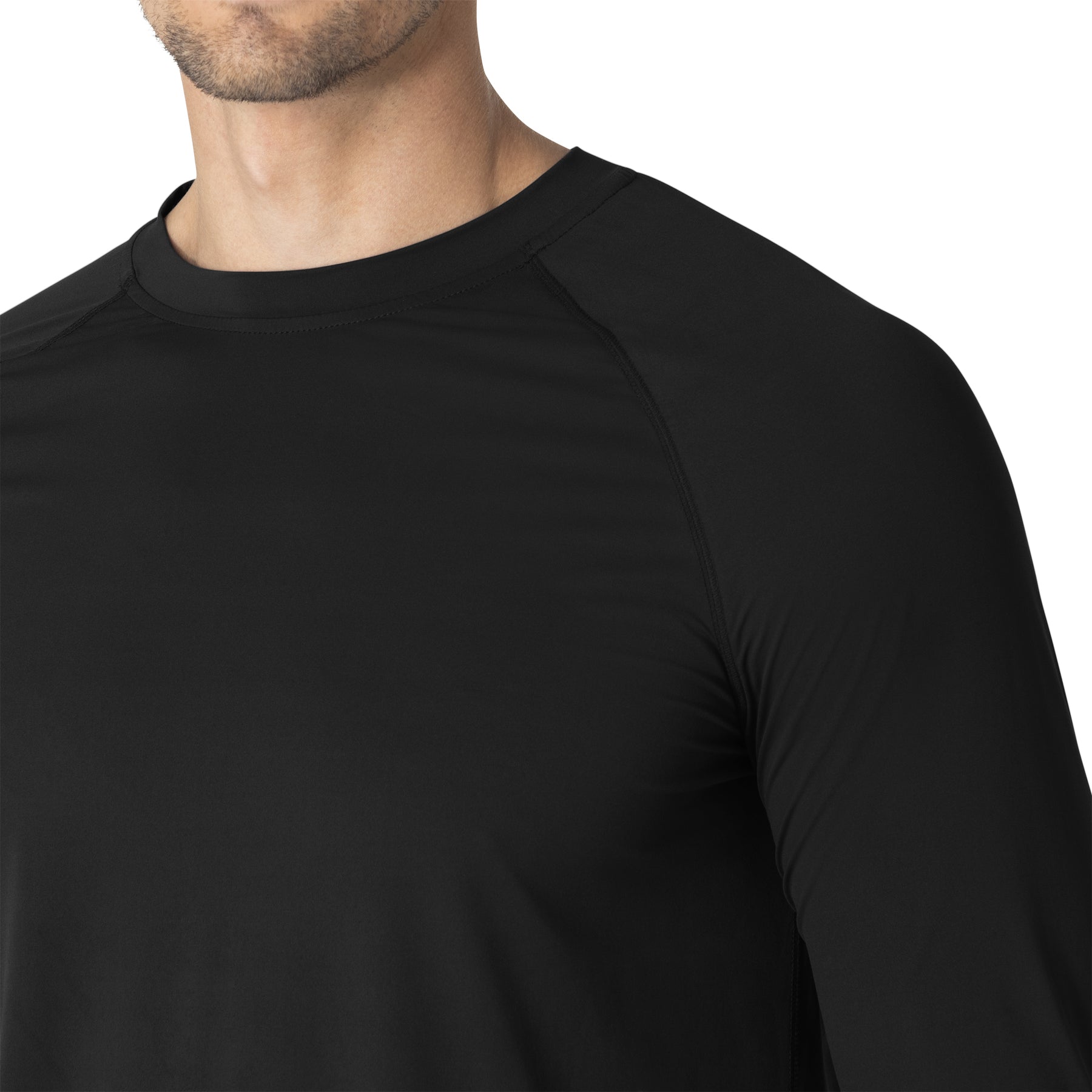Force Sub-Scrubs Men's Performance Long Sleeve Tee Black front detail
