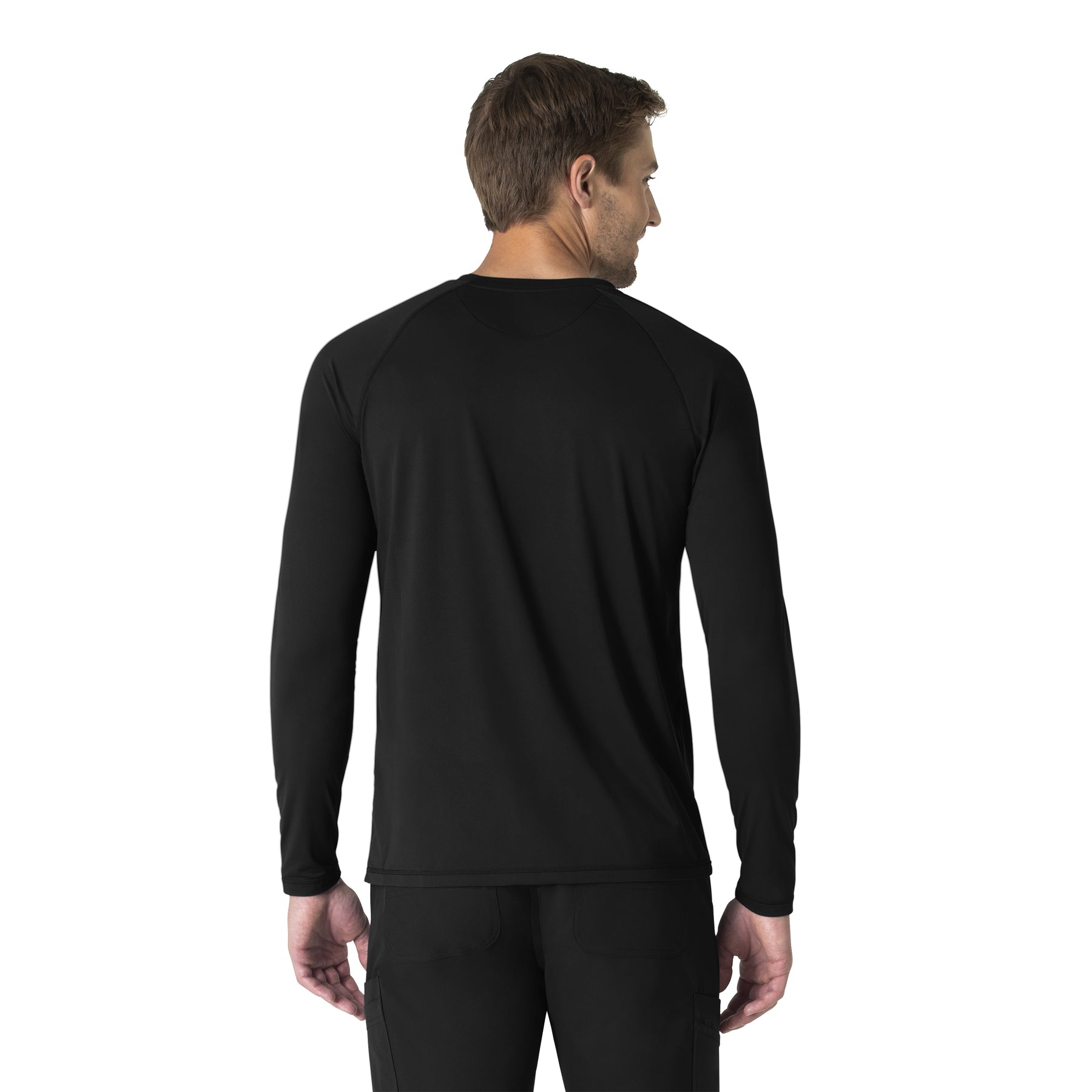 Force Sub-Scrubs Men's Performance Long Sleeve Tee Black back view