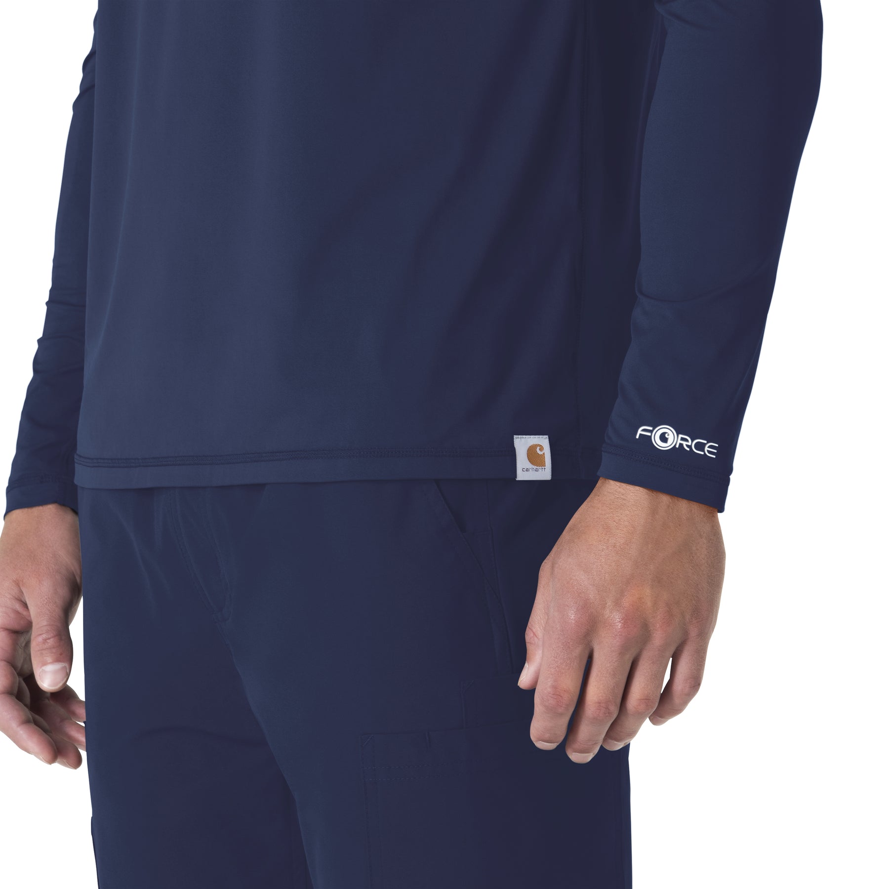 Force Sub-Scrubs Men's Performance Long Sleeve Tee Navy side detail 2