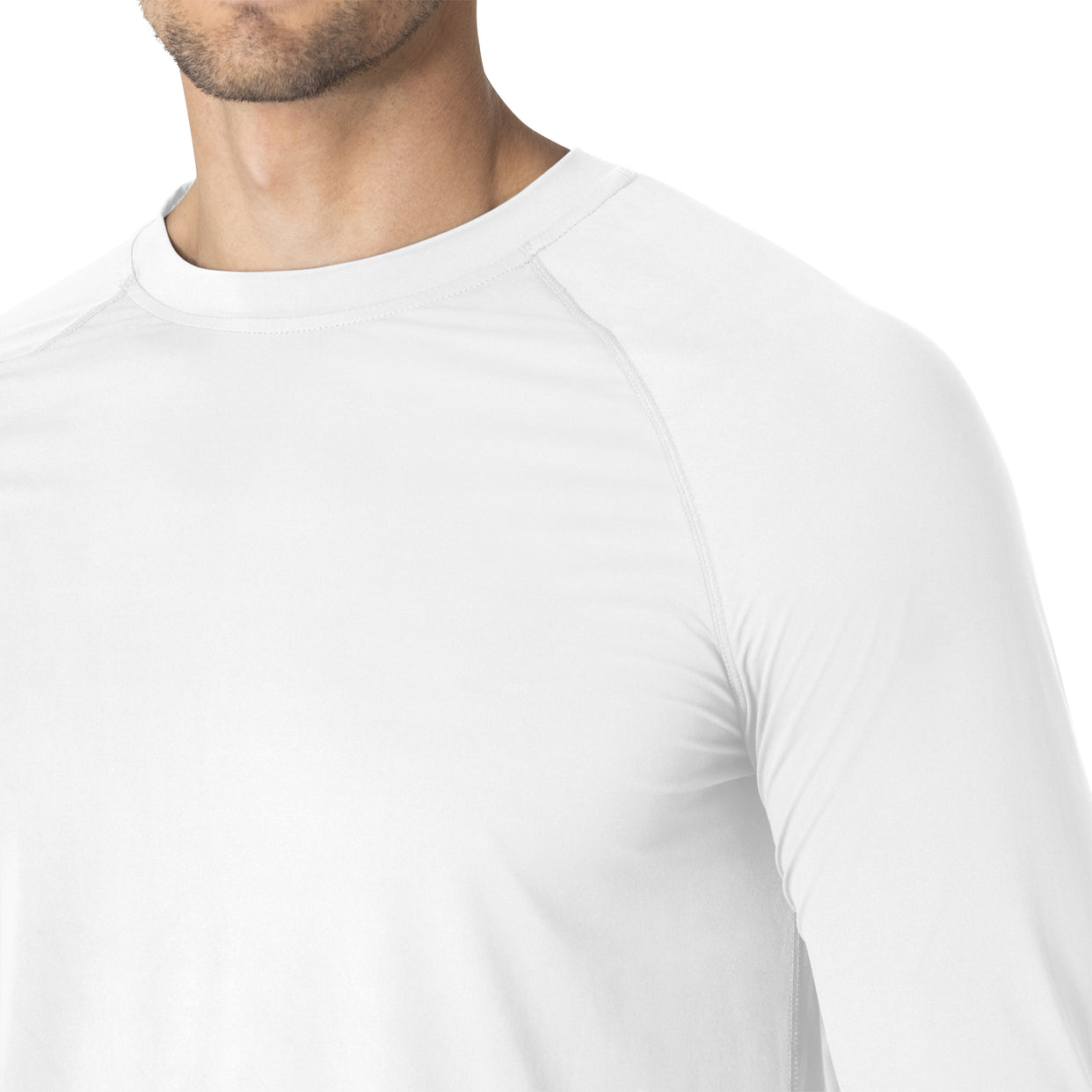 Force Sub-Scrubs Men's Performance Long Sleeve Tee White front detail
