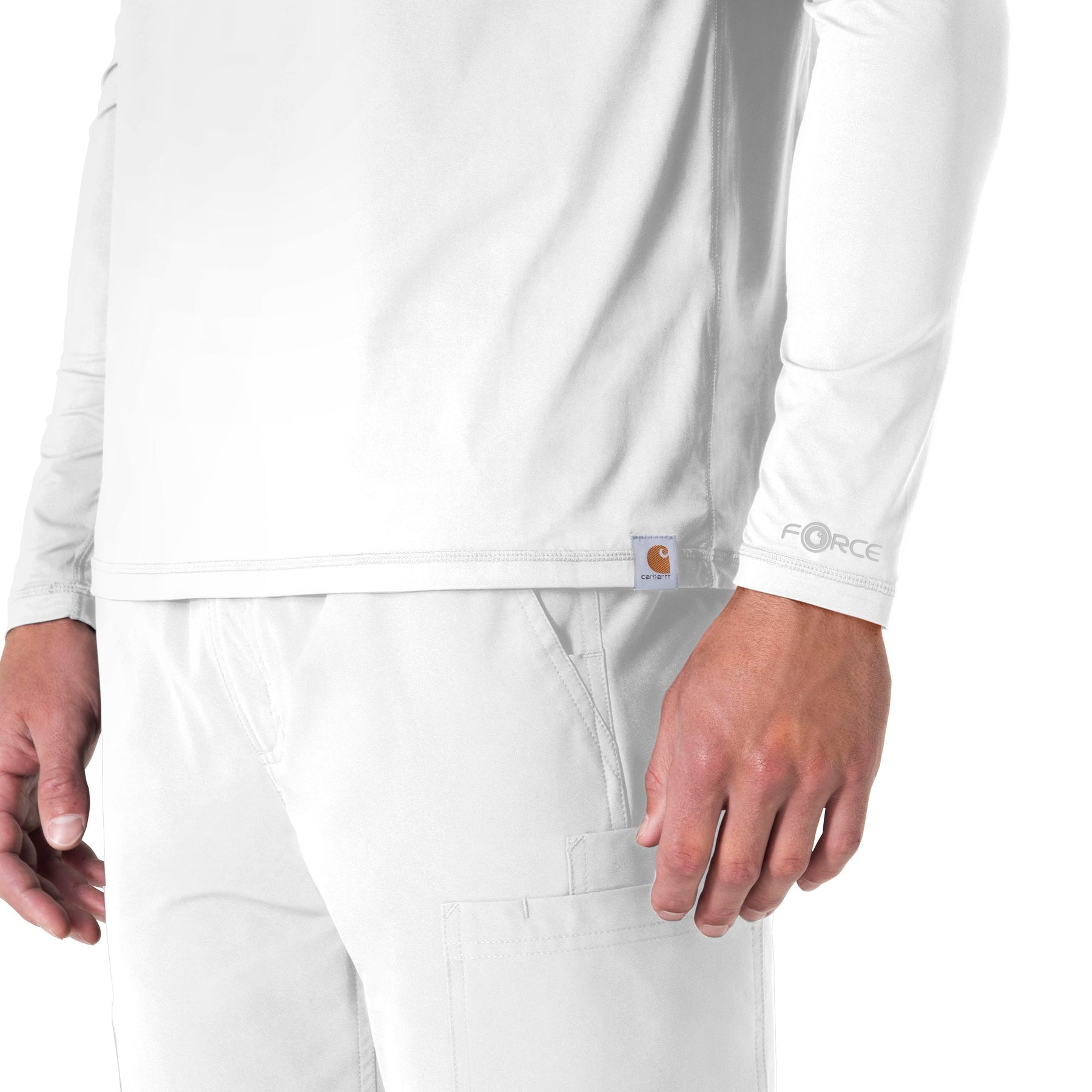 Force Sub-Scrubs Men's Performance Long Sleeve Tee White side detail 2