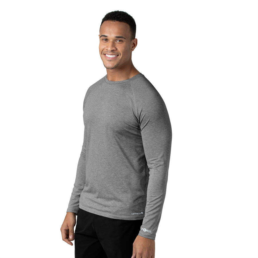 Force Sub-Scrubs Men's Performance Long Sleeve Tee Grey Heather side view