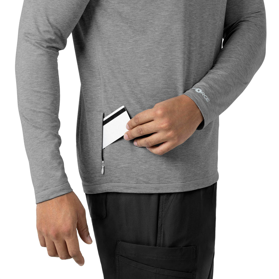 Force Sub-Scrubs Men's Performance Long Sleeve Tee Grey Heather front detail