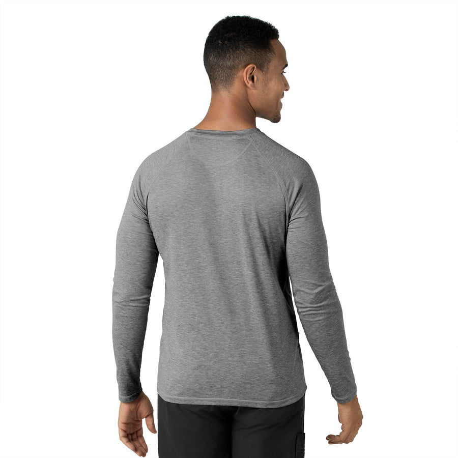 Force Sub-Scrubs Men's Performance Long Sleeve Tee Grey Heather back view