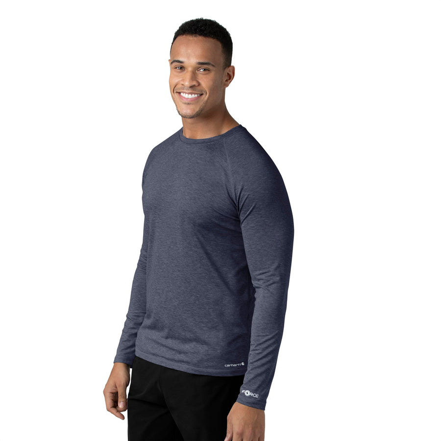 Force Sub-Scrubs Men's Performance Long Sleeve Tee Navy Heather side view