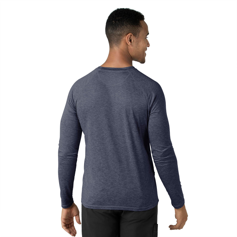 Force Sub-Scrubs Men's Performance Long Sleeve Tee Navy Heather back view