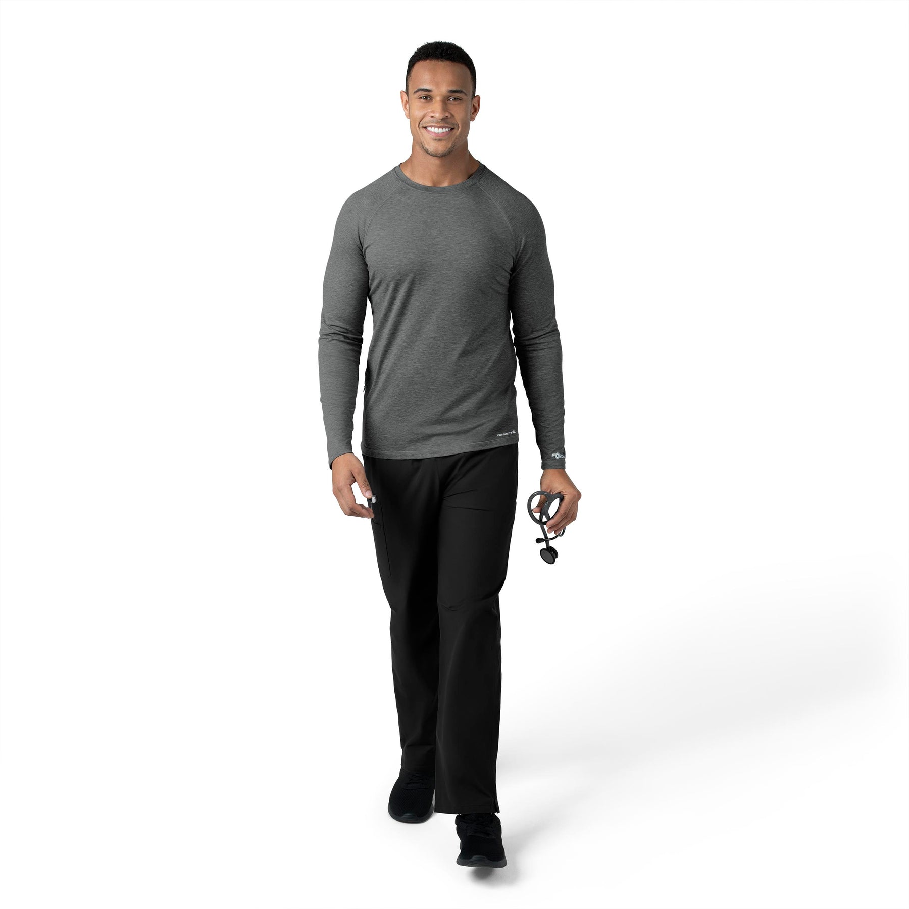 Force Sub-Scrubs Men's Performance Long Sleeve Tee Pewter Heather full scrub set