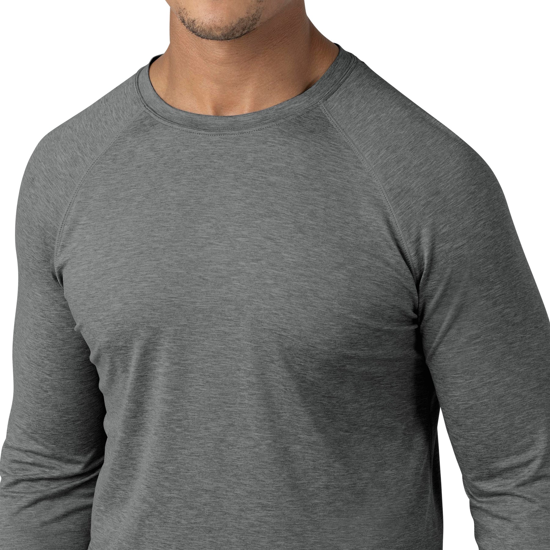 Force Sub-Scrubs Men's Performance Long Sleeve Tee Pewter Heather side detail 1