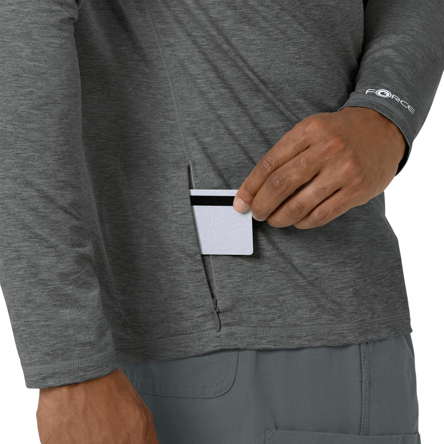 Force Sub-Scrubs Men's Performance Long Sleeve Tee Pewter Heather hemline detail