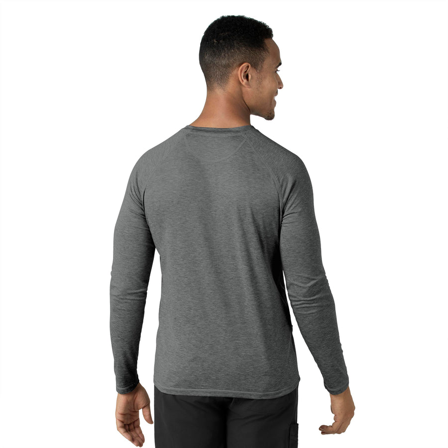 Force Sub-Scrubs Men's Performance Long Sleeve Tee Pewter Heather back view
