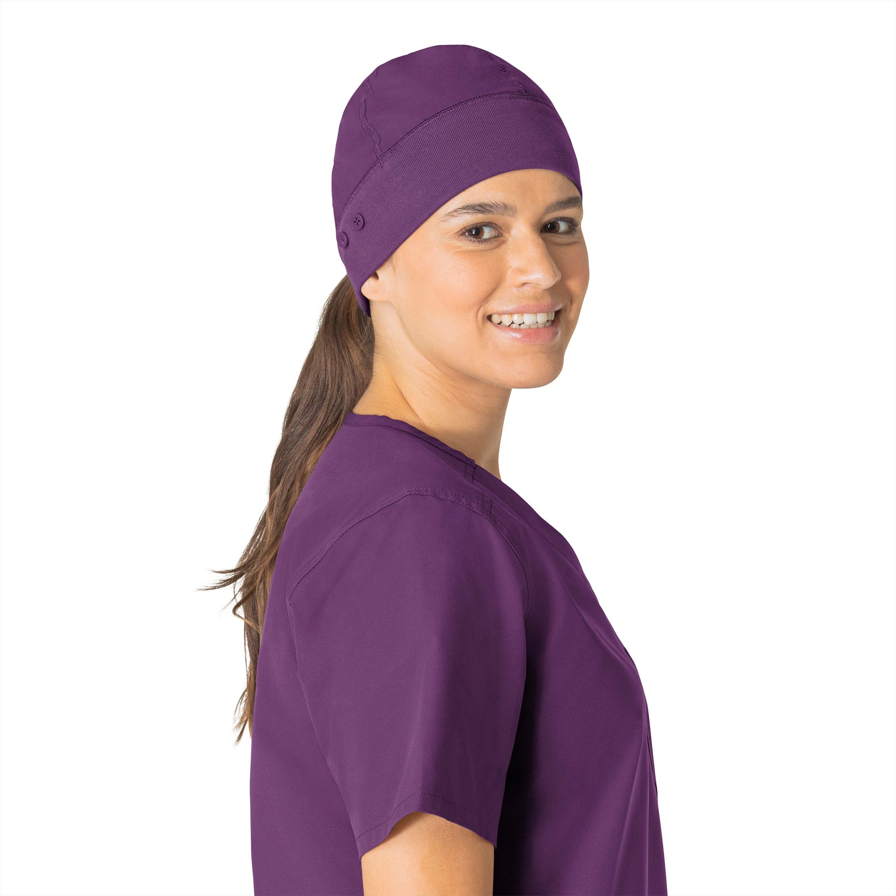 Force Essentials Unisex Beanie Scrub Cap Eggplant front detail