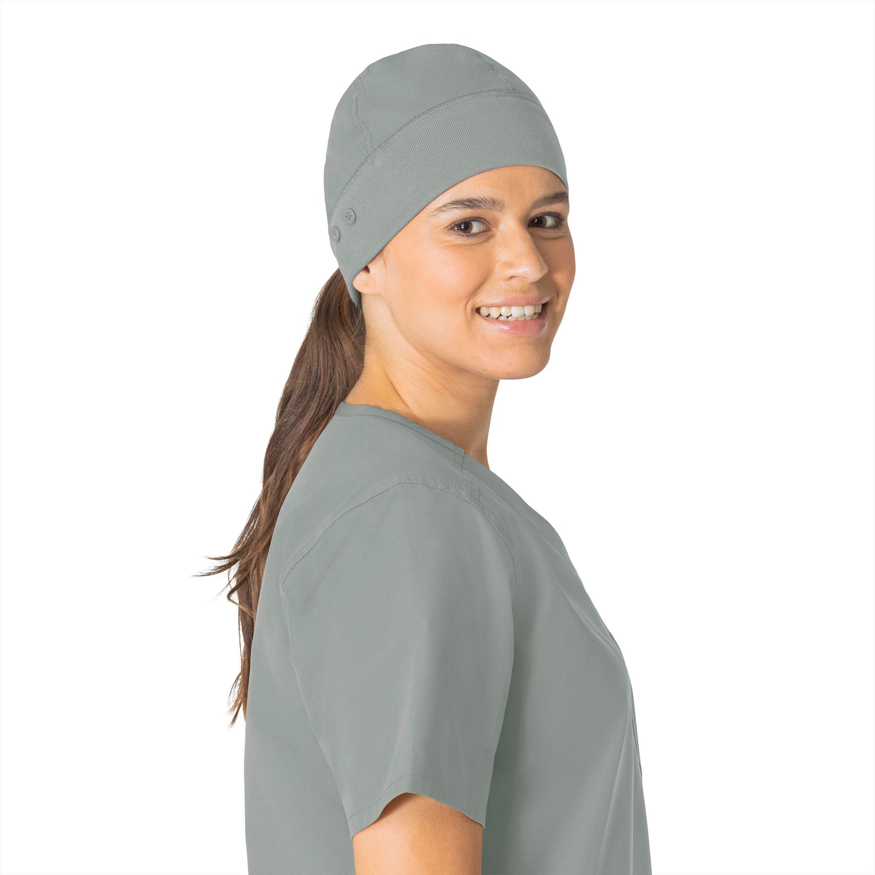 Force Essentials Unisex Beanie Scrub Cap Grey front detail