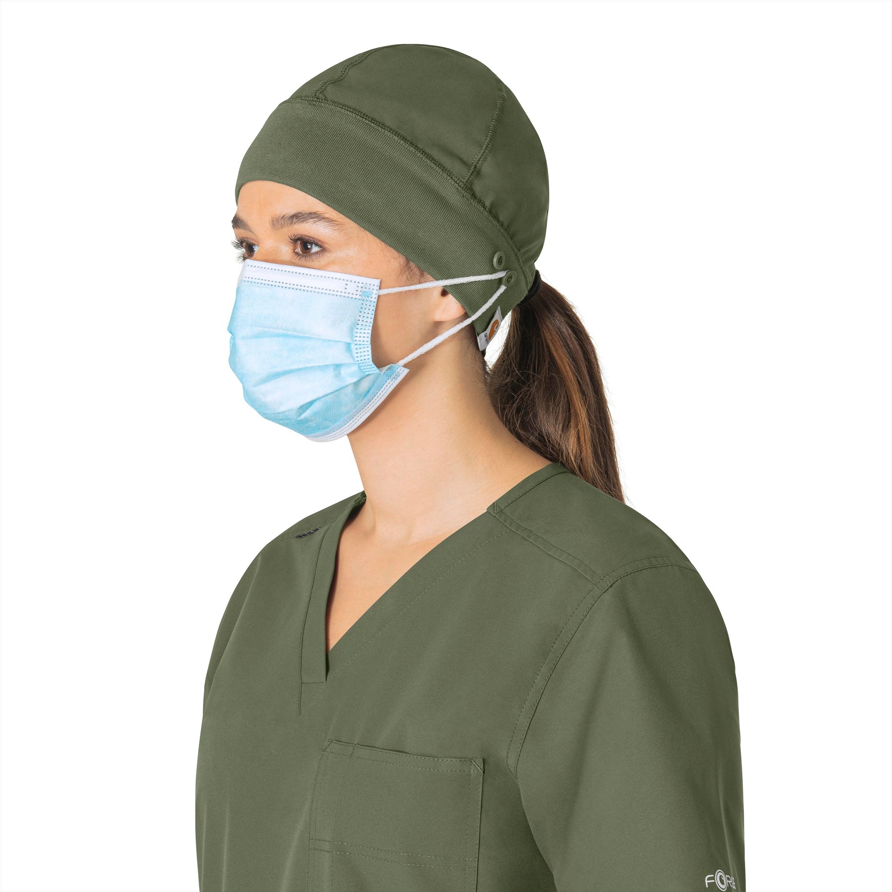 Force Essentials Unisex Beanie Scrub Cap Olive full scrub set