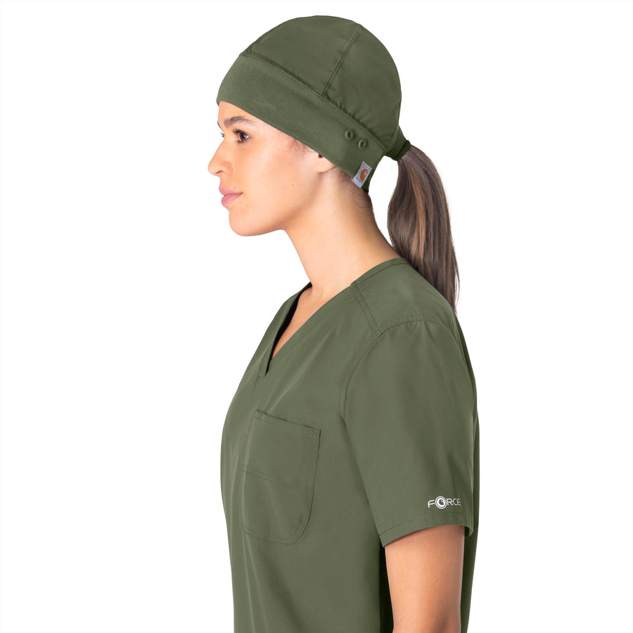 Force Essentials Unisex Beanie Scrub Cap Olive side detail 1