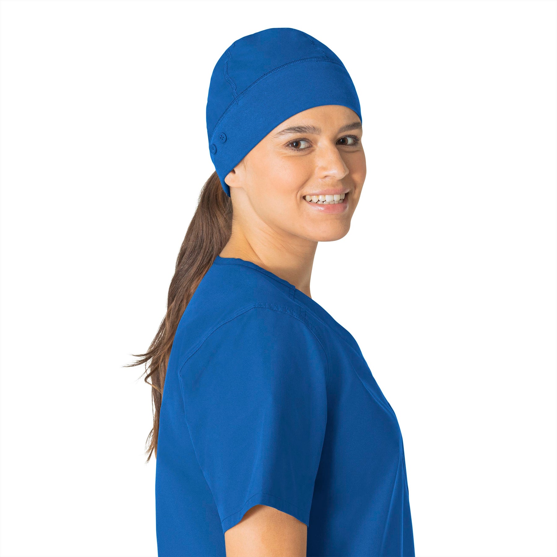 Force Essentials Unisex Beanie Scrub Cap Royal front detail