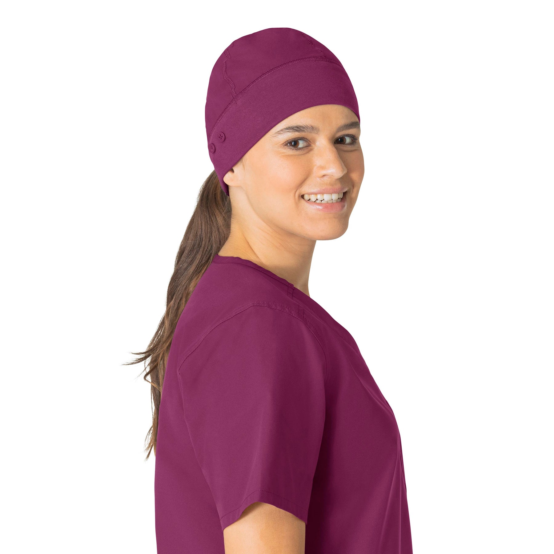 Force Essentials Unisex Beanie Scrub Cap Wine front detail