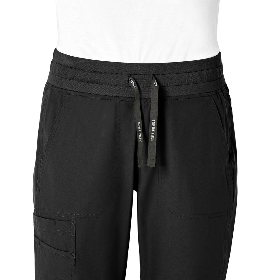 Force Essentials Women's Jogger Scrub Pant Black front detail