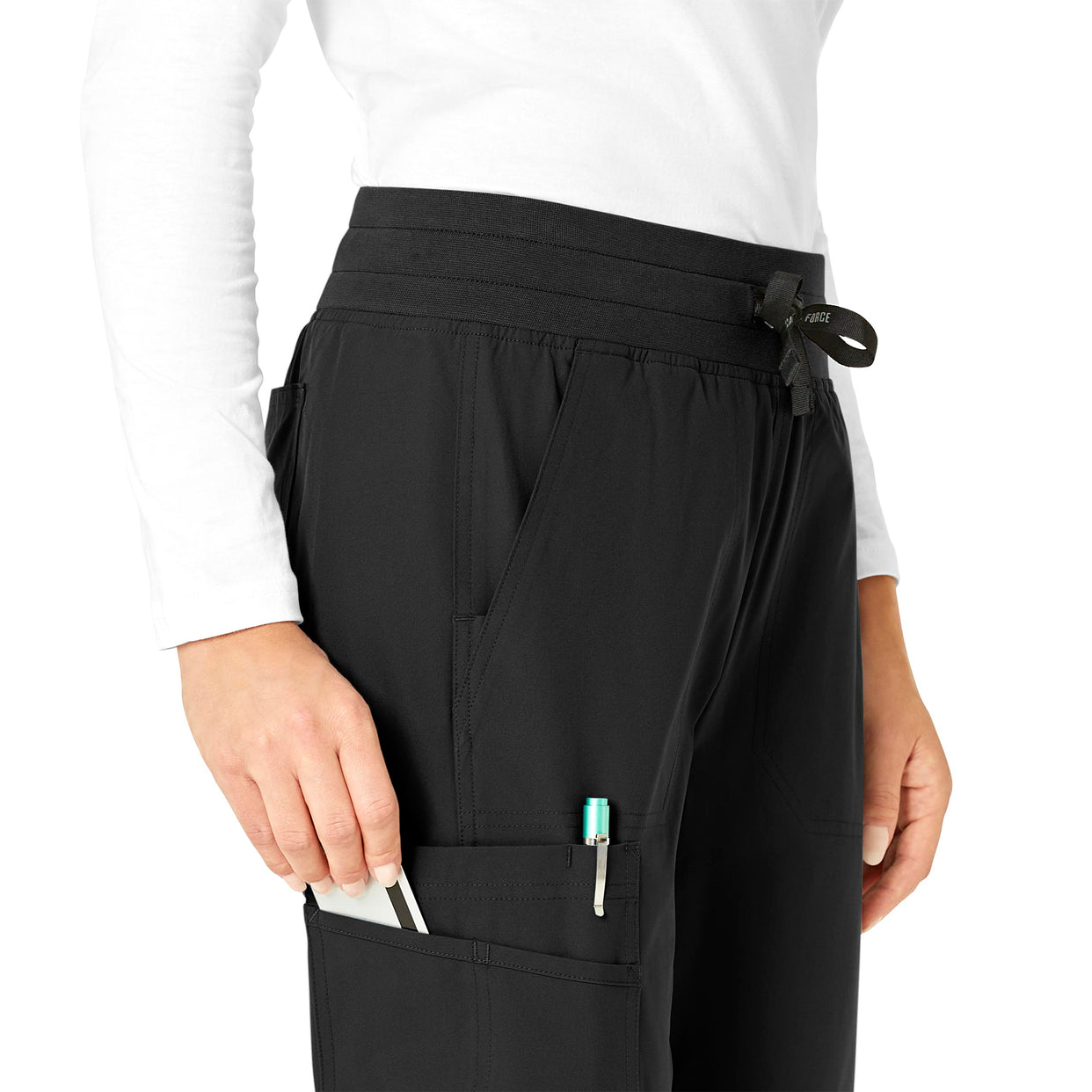 Force Essentials Women's Jogger Scrub Pant Black side detail 2