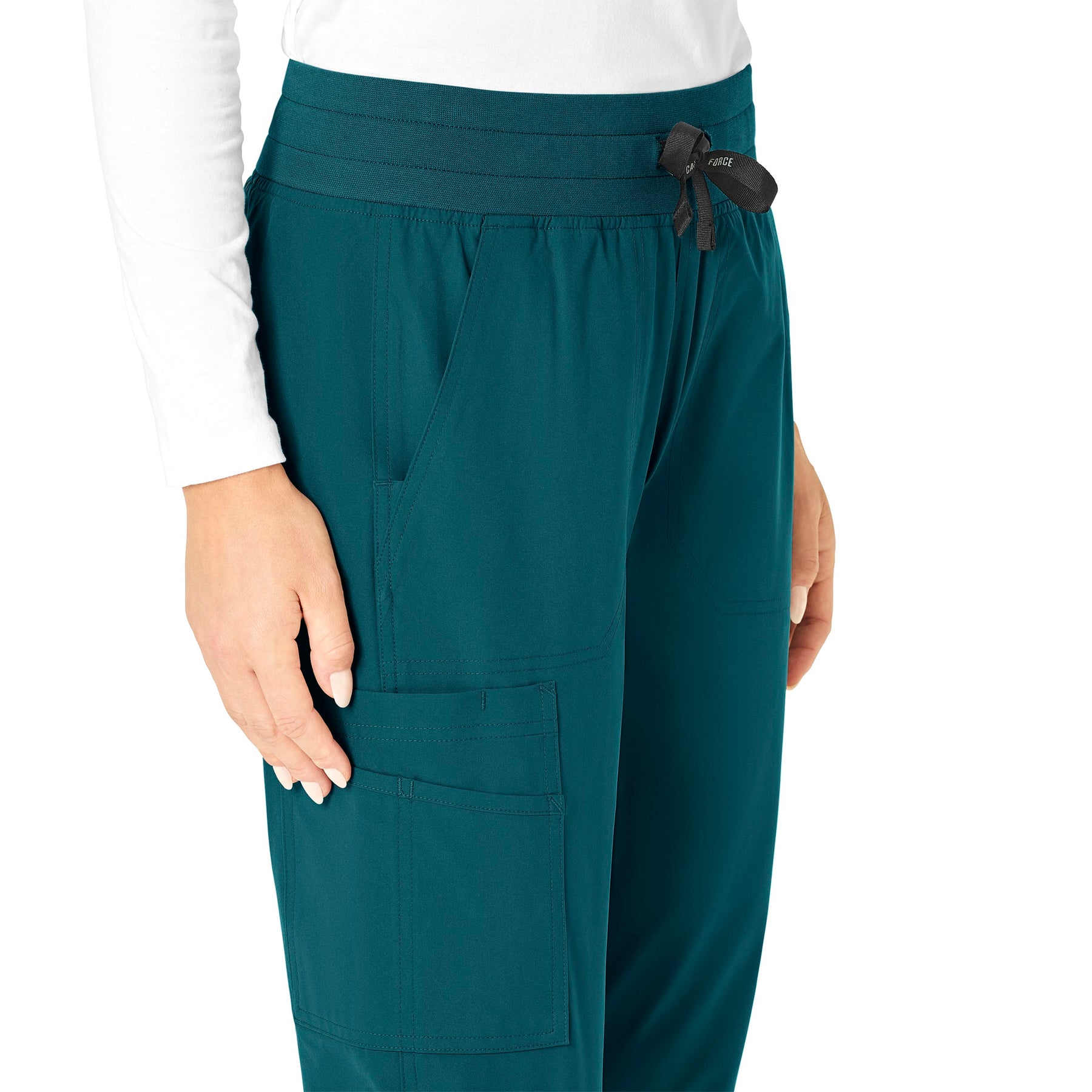 Force Essentials Women's Jogger Scrub Pant Caribbean Blue hemline detail