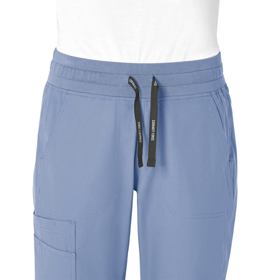 Force Essentials Women's Jogger Scrub Pant Ceil Blue front detail