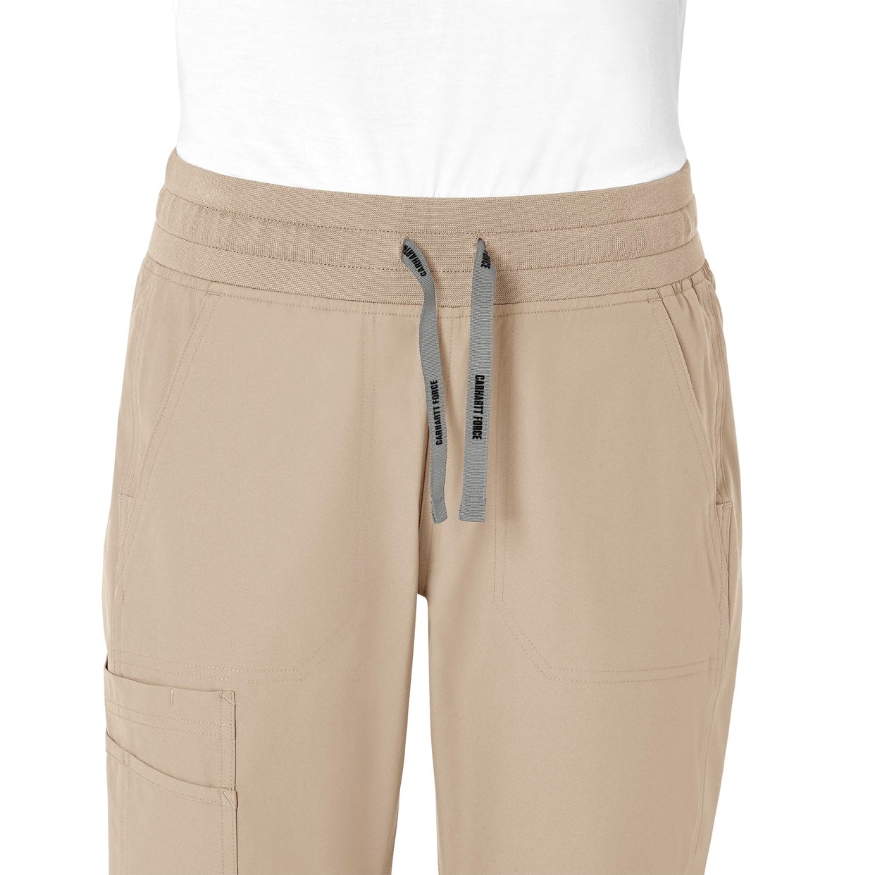 Force Essentials Women's Jogger Scrub Pant Khaki front detail